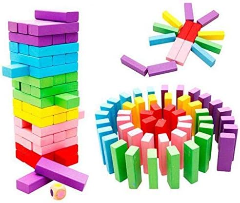 Wooden Rainbow Jenga Blocks Domino Educational Toy For Children