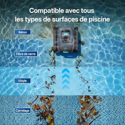 Pooleco 30 Robot Piscine, Parois & Ligne d’Eau, Autonomie de 240 Min, Filtration Ultra-Fine, Navigation Intelligente, Application & Mises à Jour OTA