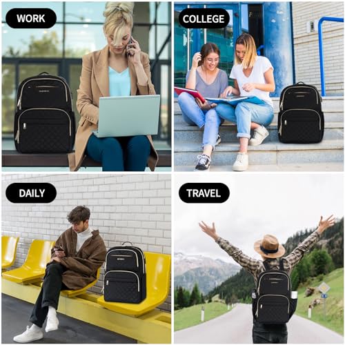 EMPSIGN Laptop Backpack Purse for Women and Men with USB Charging Port, 17 Inch Travel Water Resistant Quilted Backpack, High-Capacity 40L Work Business Computer Backpack