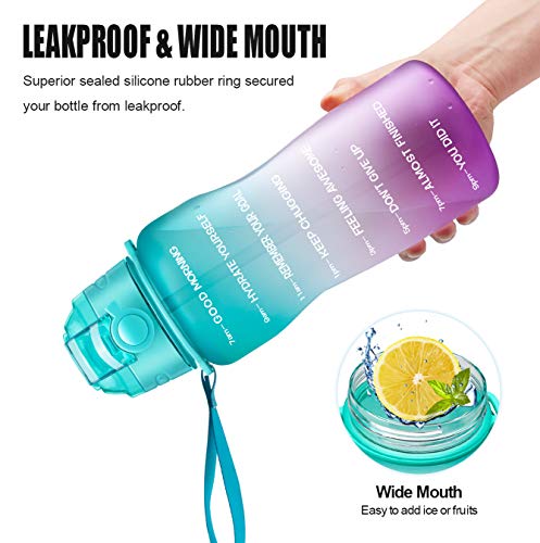 Giotto Large Half Gallon/64oz Motivational Water Bottle with Time Marker & Straw,Leakproof Tritan BPA Free Water Jug… - Image 5