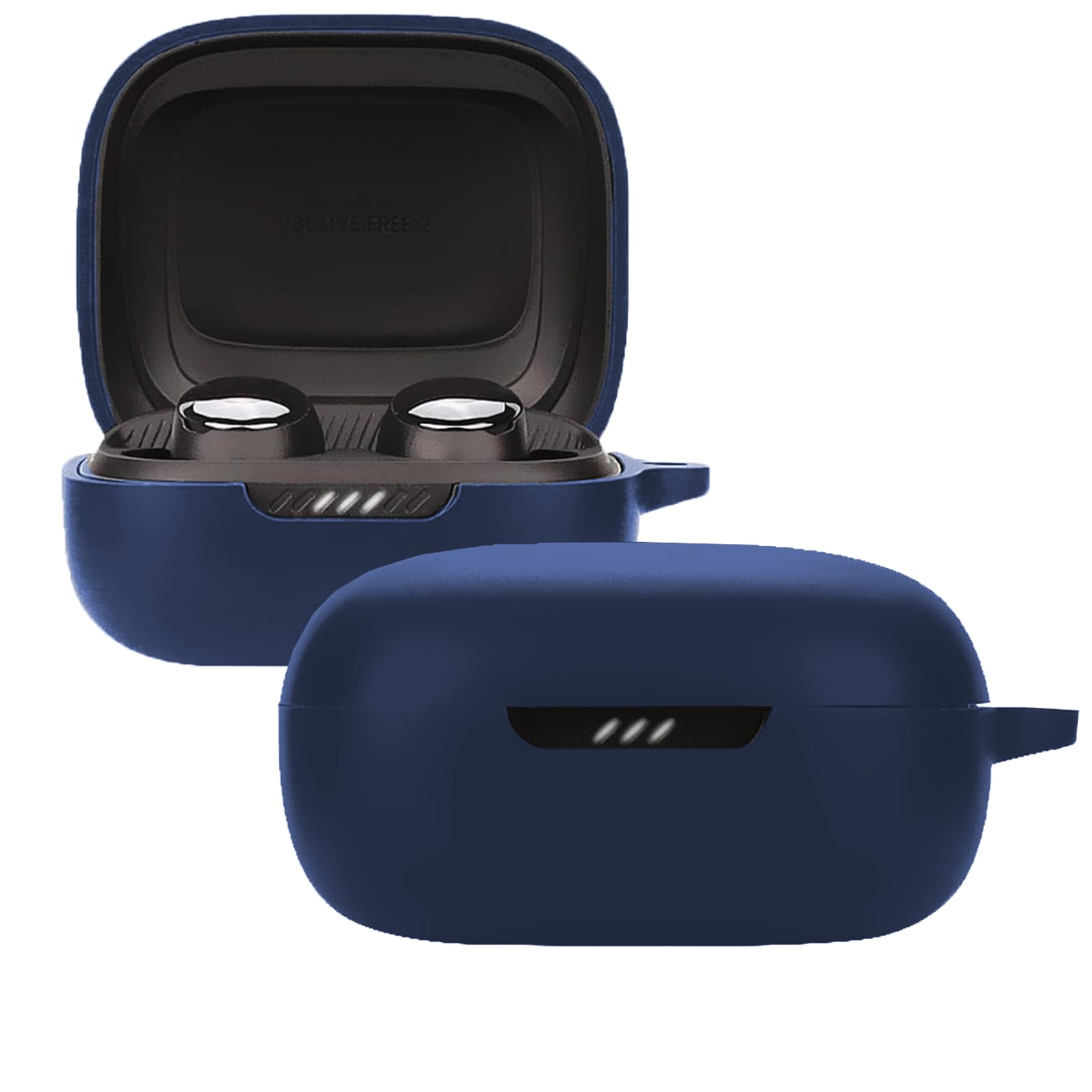 Case for JBL Live Pro 2 TWS with Carabiner,Anti-Scratch Premium Soft Silicone Full Protective Case,Shockproof Ultra Slim Headphone Protective Case for JBL Live Pro 2 TWS,Blue