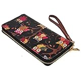 Fashion Owl Long Leather Wallet Purse Clutch Handbag Card Holder for Women