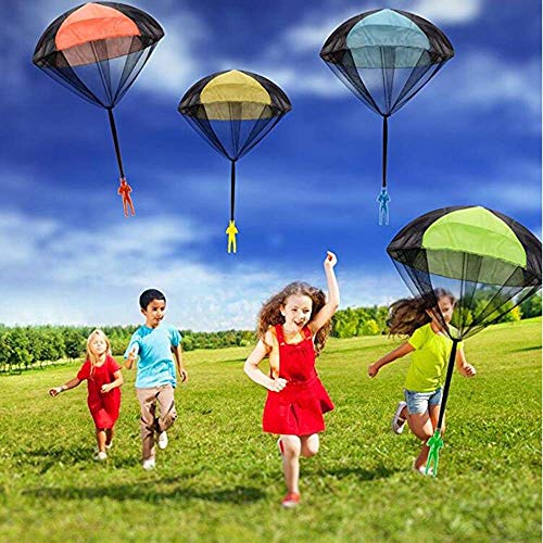 ZJQY Fun Cool New Gifts for 3-12 Year Old Boys, Outdoor Toys for 3-12 Year Old Boys Girls Parachute Toy, No Battery Nor Assembly Required (4 Pieces Set)