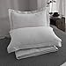 Simple&Opulence 100% Washed Linen Duvet Cover with Embroidered,3 Pieces Soft Farmhouse Comforter Set with Button Closure,1 Duvet Cover and 2 Pillowshams(Queen,Light Grey)