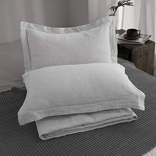 Simple&Opulence 100 Linen Duvet Cover Set with Embroidery Border