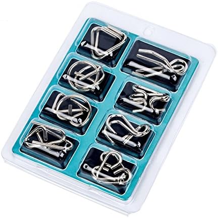 Grapelet Metal IQ Puzzle Game Brain Teaser Magic Trick Toy, Educational Toy Gift for Kids and Adults Set of 8