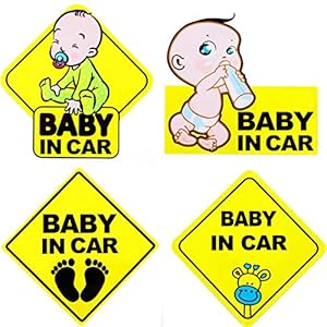 4 Piece Baby Board Sign Sticker for Car Baby in Car Decal Baby Kids Safety Signs Stickers Baby Car Sticker Baby Car…