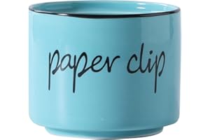 ONTUBE Farmhouse Paper Clip Holders,Ceramic Binder Clip Dispenser Organizer for Desk ,Cute Office Push Pins Holder (Turquoise)