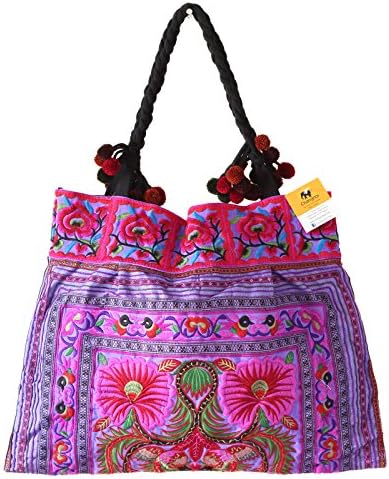 Changnoi Unique Hmong Hill Tribes Tote Bag Embroidered Fabric Large Size