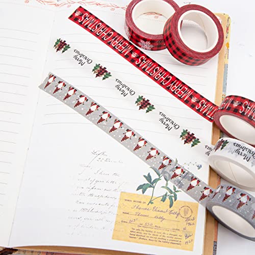 Shindel Christmas Washi Tape, 12 Rolls x 33Ft Decorative Washi Tapes Masking Washi Tapes for Decorating Xmas Winter Gift Wrapping Scrapbooks DIY Crafts