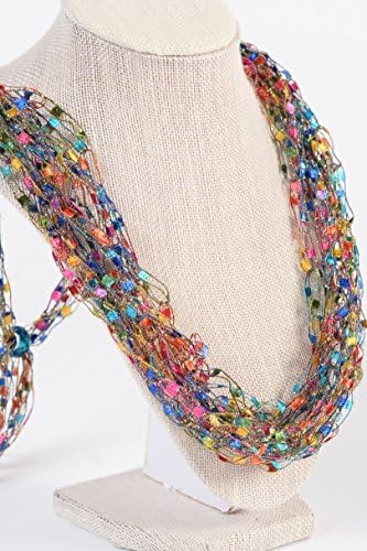 LOVELY CROCHET NECKLACE SCARF- Charming, Handcrafted, Adjustable- Metallic Thread Adds Sparkle- Celebrate