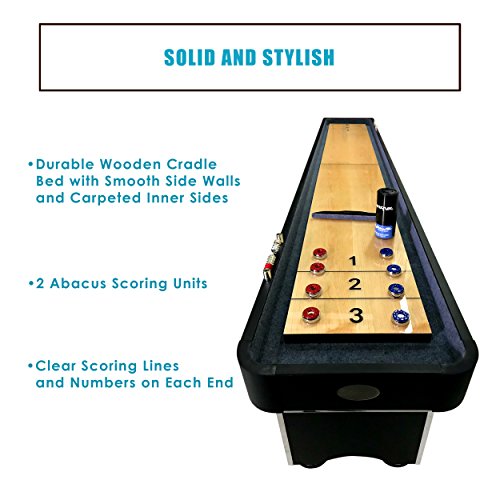Harvil 9-Foot Shuffleboard Table with Complete Shuffleboard Accessories, Built-In Storage Cabinet, and Leg Levelers - Thumbnail 2