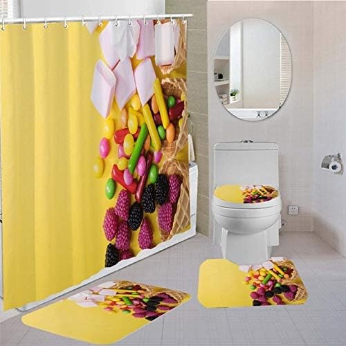 Minyose Juego De Cortinas De Ducha De Caramelo/Helado De 4 Piezas