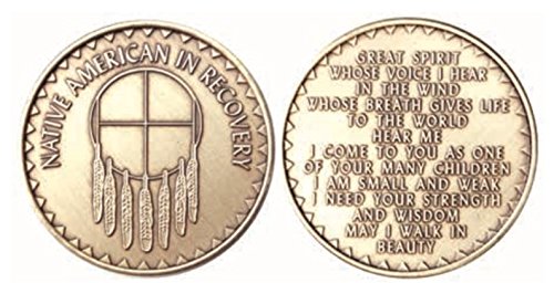 Native American In Recovery Bulk Lot of 25 Medallions Dream Catcher Chips Bronze Great Spirit Prayer