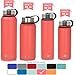 MIRA 22 Oz Stainless Steel Vacuum Insulated Wide Mouth Water Bottle with 2 Caps | Thermos Keeps Cold for 24 Hours, Hot for 12 Hours | Double Walled Powder Coated Travel Flask | Coral