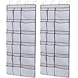 1Easylife Over The Door Shoe Organizer 2 Pack Hanging Shoe Holder Shoe Storage Large, 18 Large Pockets for Mens Womens Shoes Closet Bedroom