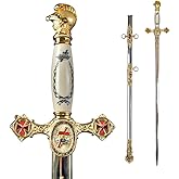 Munetoshi Masonic Knights Templar Ceremonial Sword Gold Fittings Red Crosses 29"