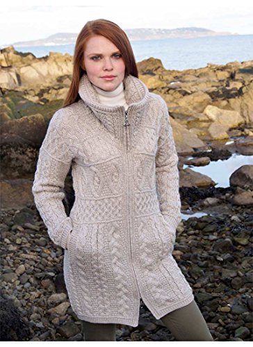 Double Collar Aran Zipper Coat Parsnip (Medium)