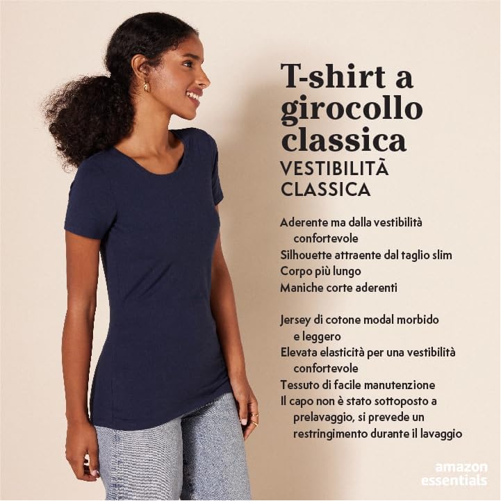 T-Shirt Girocollo a Maniche Corte da Donna in Cotone, Vestibilità Regolare, Confezione da 2, Verde Menta/Verde Militare, S — foto 2 di 8