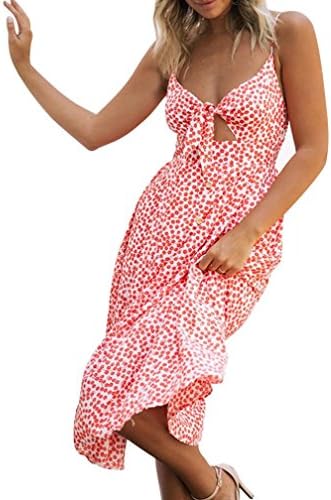 Hot Sale ShybyWomen Sexy Printing Buttons Off Shoulder Sleeveless Dress Princess Dress (S, Red)