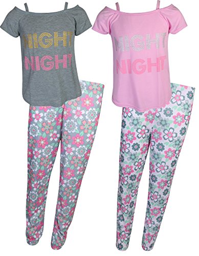 dELiA*s 2-Pack Girls Pajama Sleepwear Sets (2 Full Sets) (10-12, Night Night)'