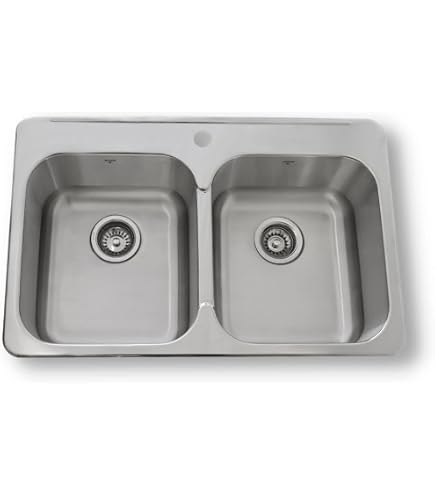 American Standard Unterbau-Spüle Edelstahl – 31x20" Offset Doppelbecken, 18-Gauge, Inkl. Ablauf