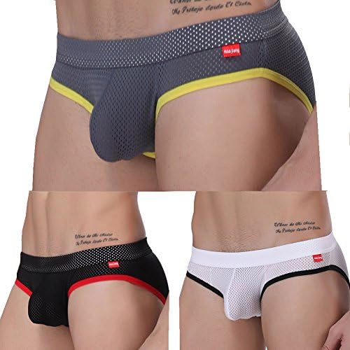 SexRt Men’s Briefs Low Rise Bulge Enhancing Underwear,NNK004,black&amp;grey&amp;white,L