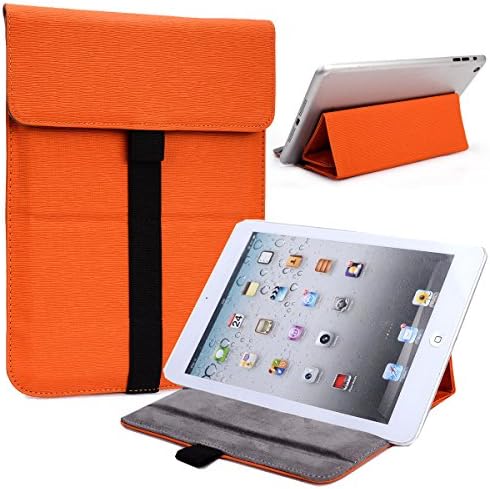 NuVur Universal Faux Leather 8 inch Tablet Sleeve Case Fits 3Q AC7803C, MT0729D, MT7801C, RC0719H, RC0734H, RC0738C, RC7804F| Orange