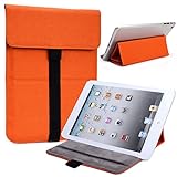 NuVur Universal Faux Leather 8 inch Tablet Sleeve Case Fits Barnes & Noble Nook HD|Orange