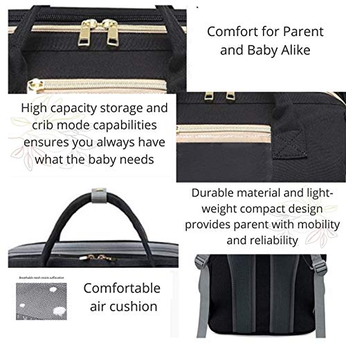3 in 1 Diaper Bag – Multifunctional Baby Changing Station – Versatile and Practical Accessory for Parents – Lightweight and Portable Bassinet –Large Storage Capacity – Baby Travel Bag with USB Charger