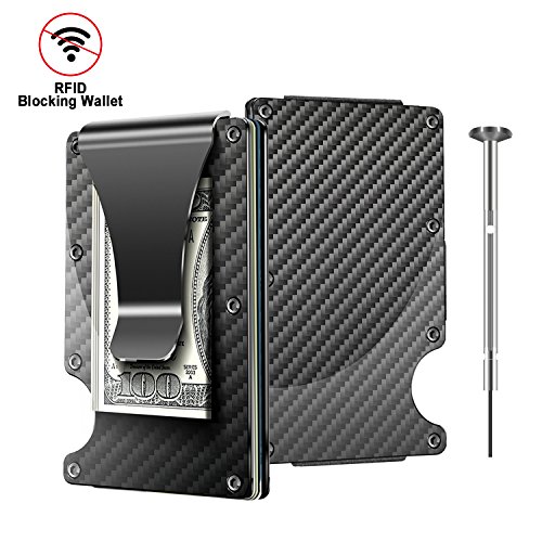 2018 Updated Version, Minimalist Carbon Fibre Slim Wallet,Money Clip,Front Pocket Wallet,RFID Blocking Credit Card Holder Wallet for Men and Women - Thumbnail 7