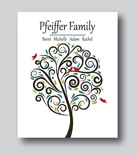 Personalized Family Tree Print, Personalized Family Tree Poster, 8x10 or 11x14 Print Only, 15 Year Anniversary Gifts For Her, 10 Year Anniversary Gifts For Couple