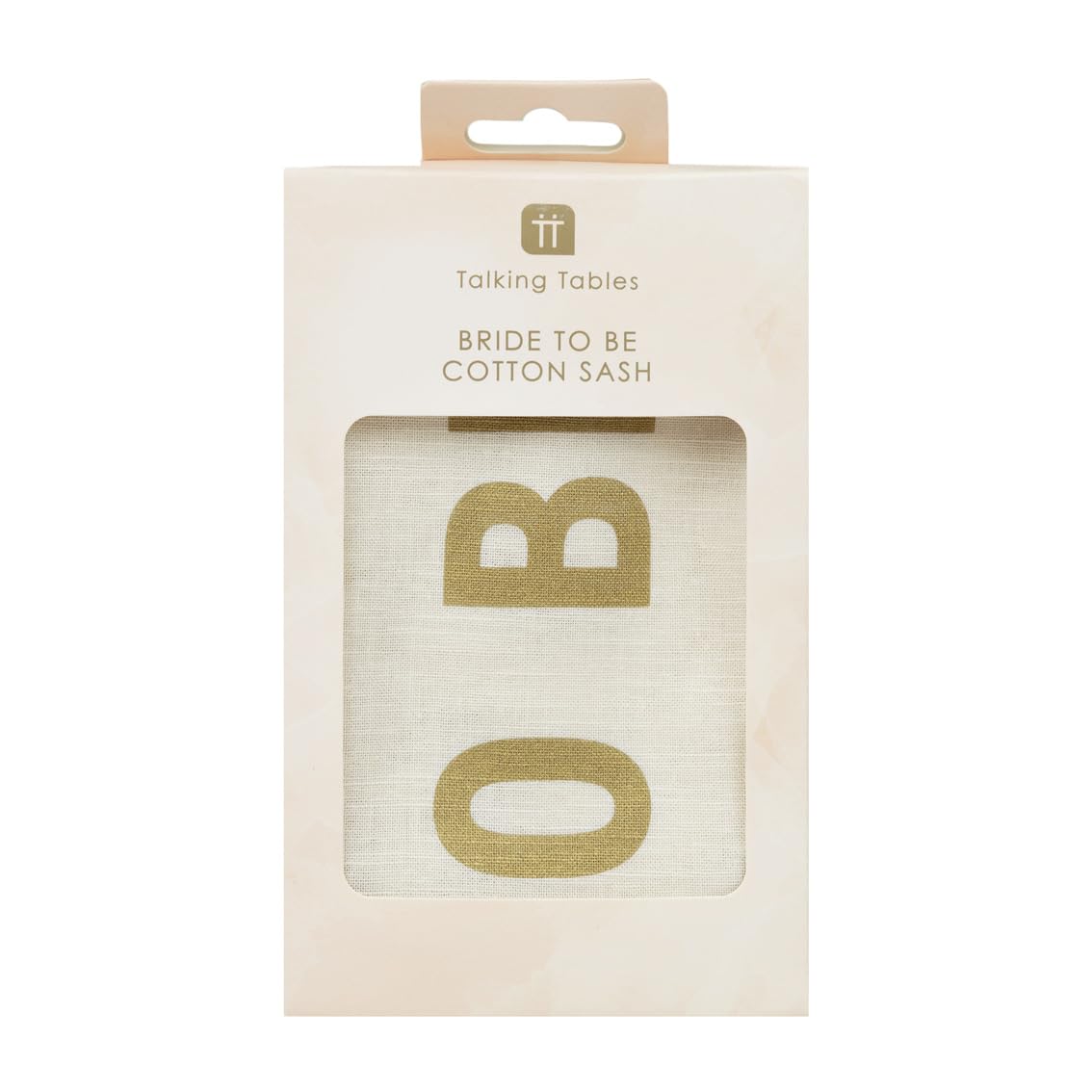 Reusable Eco Elegant Bride to be Sash Made from Cotton | White & Gold | Perfect for hen parties or Bridal Showers. Recyclable Product Packaging. Designed in the UK by Talking Tables | 1.6m x 10cm