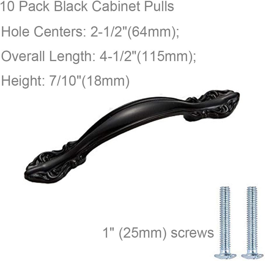 Black Cabinet Pulls 10 Pack Matmo Drawer Pulls 2 1 2 64mm Hole