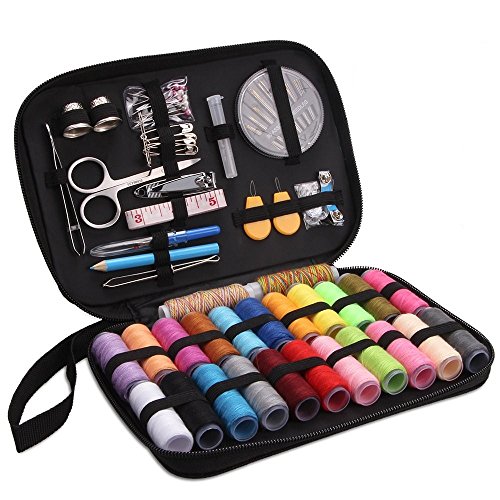 HAPYLY Sewing Kit with 24 Spools of Thread ,34 Kinds of Sewing Tool Accessories Mini Travel Sewing Kit for Beginners, Emergency, Home Quilting Stitching Hand Sewing 21.3x14.3x3.8cm