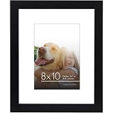 Americanflat 8x10 Picture Frame - Matted to 5x7 - Engineered Wood - Black | Shatter-resistant glass, wall or tabletop display with included easel, sawtooth hangers included, use with or without mat