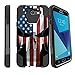 MINITURTLE Compatible with Galaxy Sky Pro | J7 (2017) | Samsung Galaxy J7V Case Flag Case| Samsung Perx Case [Shock Fusion] Shockproof Hybrid Stand Case w/Stand American Flag Skull