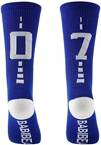 BABIBEAN Kids Long Athletic Football Soccer Socks Sport Tube Socks Blue/White 4-8 Age