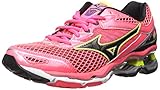 Mizuno Women's Wave Creation 18 Running Shoe, Diva Pink-Black-Safety Yellow, 8 B US