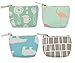 iSuperb Pack of 4 Canvas Coin Purse Change Cash Bag Zipper Small Purse Wallets (Cute Animal)