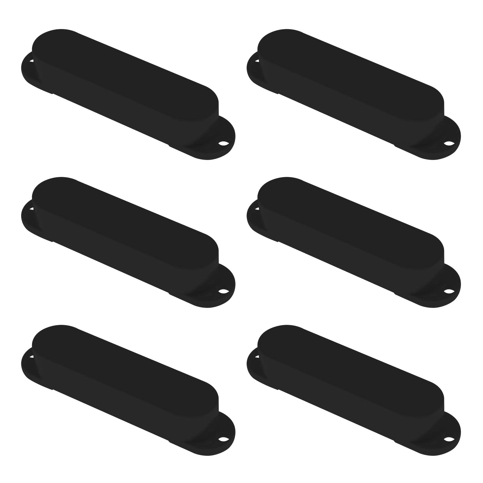 EMSea 6PCS Sealed Single Coil Pickup Covers Plastic Closed Pickup Protective Shell Guitar Accessories for Most Electric Guitars No Holes Black