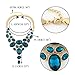 EVER FAITH Fashion Icon Bermuda Blue Color Rhinestone Bib Statement Necklace Gold-Tone