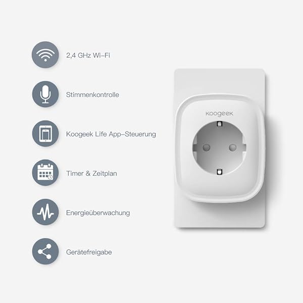 Enchufe Inteligente WiFi Koogeek Mini Smart Plug Control Remoto de Voz Funciona con AlexaGoogle Assistant Temporizador APP No Se Requiere Hub IOS y Android 2 4GHz WIFI 16A 2 Packs