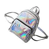 Tinksky Chic Holographic Backpack Cute Hologram School Shoulder Bag Satchel for Girls - gift for friends(Grey)