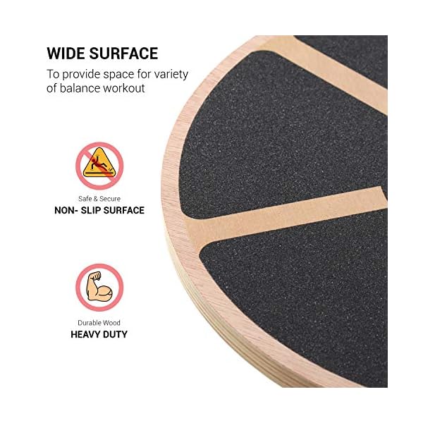 ROMIX® Wooden Balance Board, Wobble Board Training Physio 42cm Non-Slip Round Self Fitness Trainer Body Exercise Gym…