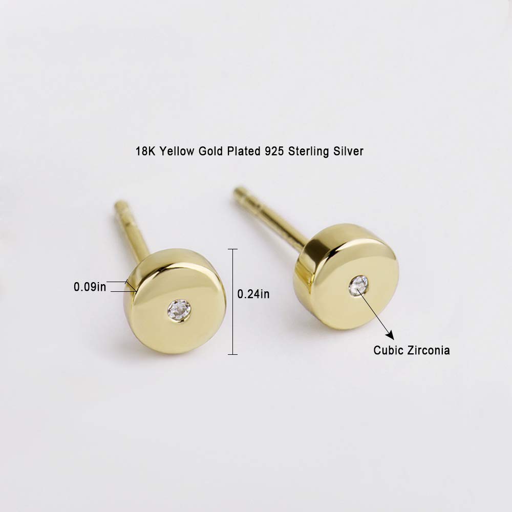 JORA Minimalism Tiny Dot Earrings 18K Gold Plated Round Disc Stud Earrings