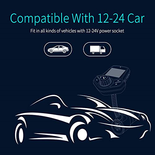 Bluetooth FM Transmitter Car, VIKASI Wireless in-Car Radio Transmitter Adapter Car Kit QC3.0 USB Car Charger, Car MP3 Music Player Support TF Card USB Flash Drive (Black)