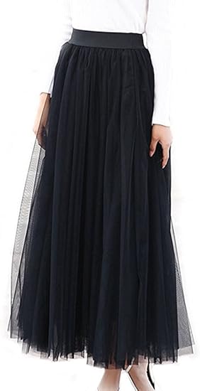 tulle black maxi skirt