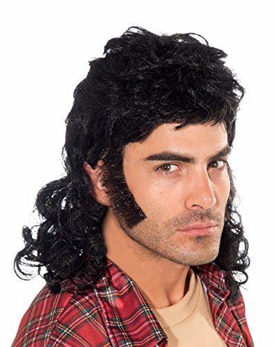 Forum Novelties Men s 90 s Mullet Wig, Black, One Size
