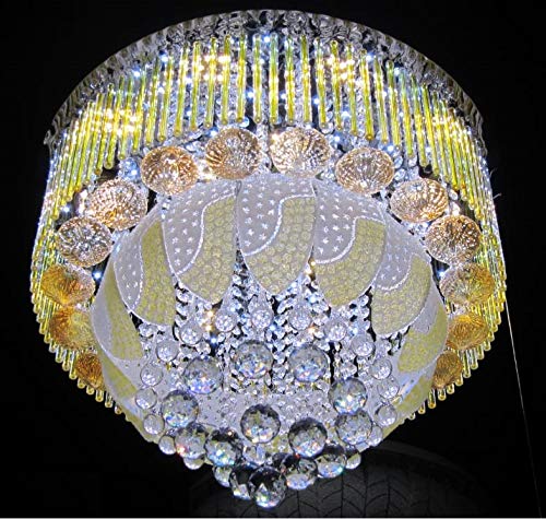 WHITERAY Antique Crystals Chandelier with Inbuilt Bluetooth, MP3 Player, Color Changing LED (White and Warm White, 600 mm)